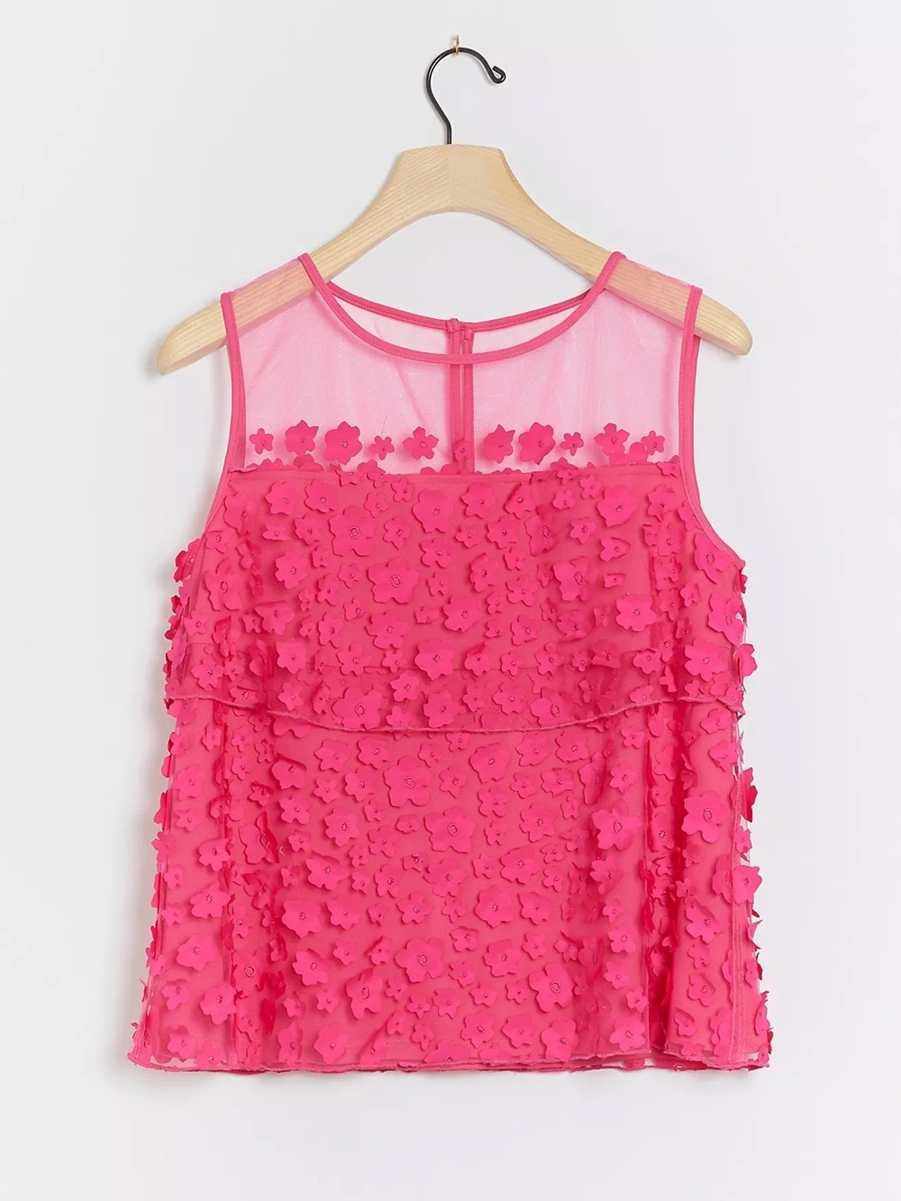 Anthropologie Eva Franco Pink Shonnie Floral Applique Tank Top XS